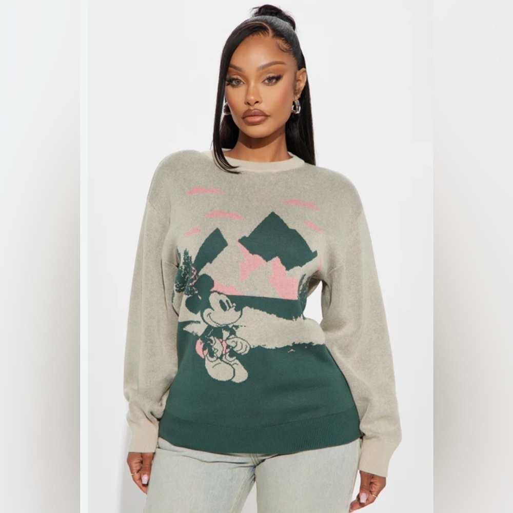 Disney Women's Sweater - Green and Pink